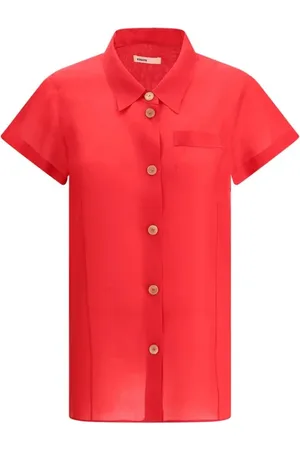 Khaite Blouses & Shirts, Dames, Rood, L, Zijden Keefe Shirt