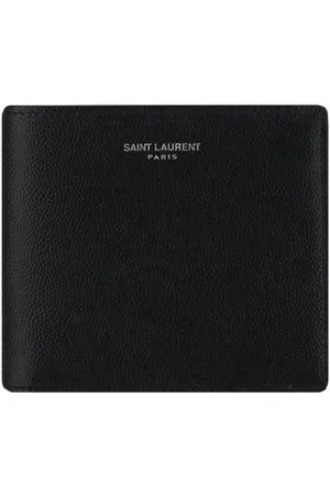 Saint Laurent Accessoires, Heren, Zwart, ONE Size, Leer, Grain de Poudre leren portemonnee