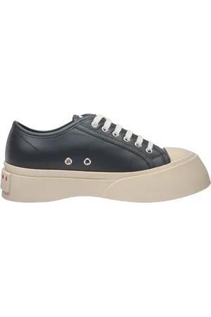 Marni Schoenen, Dames, Zwart, 38 EU, Leer, Glanzend leren sneakers met veters