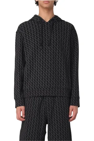 Armani Exchange Sweatshirts & Hoodies, Heren, Zwart, M, Katoen, Logo Print Hoodie voor Mannen