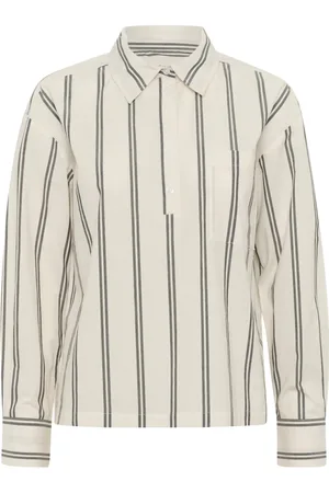 Part Two Blouses & Shirts, Dames, , XL, Gestreepte Shirt met Zak en Kraag