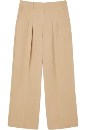 Lacoste Broeken, Dames, Bruin, XS, Katoen, Biologisch katoen Wide Leg Chino