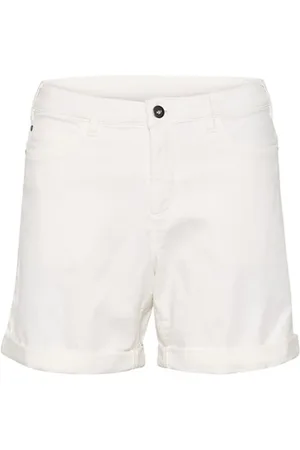 Kaffe Korte broeken, Dames, Wit, L, Katoen, Krijt Shorts & Knickers Kazelina Stijl
