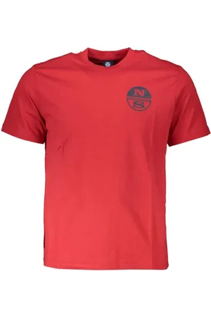 North Sails Tops, Heren, Rood, 2Xl, Print Logo Ronde Hals T-Shirt