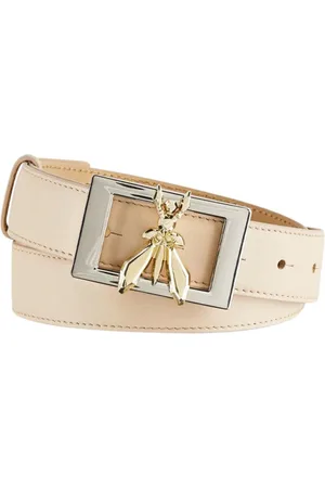 Patrizia Pepe Accessoires, Dames, Wit, L, Leer, Elegante gehamerde leren riem met Fly-nagel