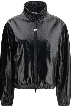 Courrèges Jassen, Dames, Zwart, S, Vinyl Rits Jas