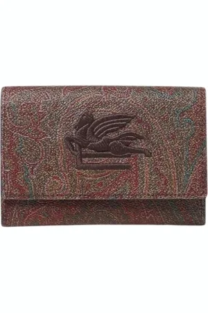 Etro Accessoires, Heren, Bruin, ONE Size, Leer, Luxe Paisley Leren Portemonnee
