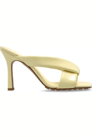 Bottega Veneta Schoenen, Dames, Geel, 37 1/2 EU, Leer, Leren muiltjes met hak Riva