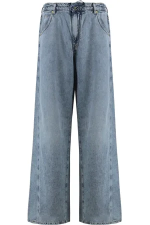 DARKPARK Jeans, Dames, Blauw, W25, Katoen, Straight-leg jeans met metalen details