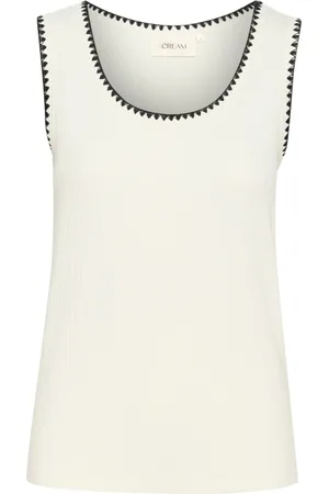 Cream Tops, Dames, , XL, Marshmallow top met geborduurde details