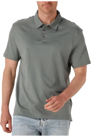 Calvin Klein Tops, Heren, Grijs, L, Katoen, Heren Polo & T-shirts SS Supima Chest Emb
