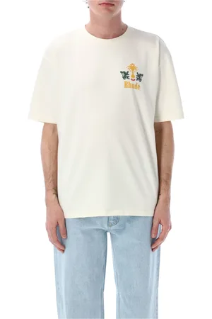 Rhude Tops, Heren, Wit, M, Katoen, Vintage Wit Tabaco T-Shirt
