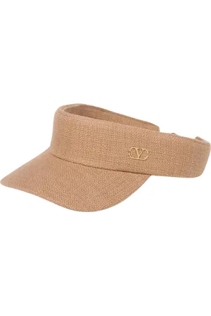 VALENTINO GARAVANI Accessoires, Heren, , 58 CM, Linnen, Elegante Linnen Zonneklep met Gold Tone Logo