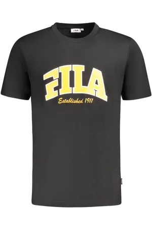 Fila Tops, Heren, Zwart, L, Katoen, Zwart Katoenen Grafisch Heren T-Shirt