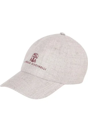 Brunello Cucinelli Accessoires, Heren, , L, Linnen, Geborduurde Logo Linnen Baseballpet