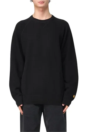 Carhartt Sweatshirts & Hoodies, Heren, Zwart, L, Wafelgebreide Crewneck Sweater