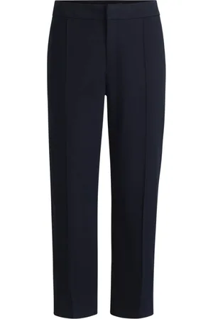 HUGO BOSS Broeken, Dames, Blauw, 3Xl, Satijn, Elastische Geborstelde Satijnen Chino
