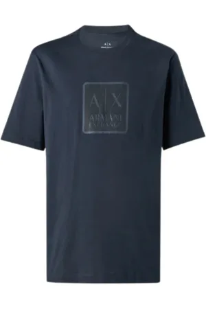 Armani Exchange Tops, Heren, Blauw, L, Katoen, Basis Katoen Ronde Hals T-Shirt