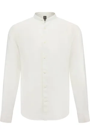 Boggi Milano Overhemden, Heren, Wit, 2Xl, Linnen, Regular Fit Linnen Overhemd