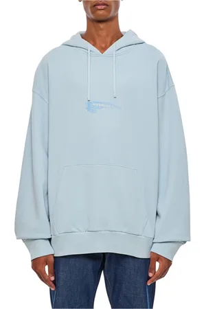 Givenchy Sweatshirts & Hoodies, Heren, Blauw, L, Katoen, Blauwe Gnawed Katoenen Hoodie