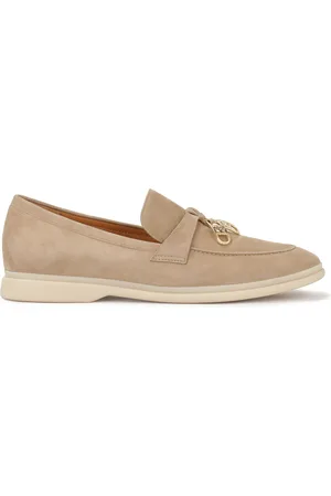 Kazar Schoenen, Dames, Roze, 40 EU, Suède, Suède halfschoenen met opgehangen monogrammen