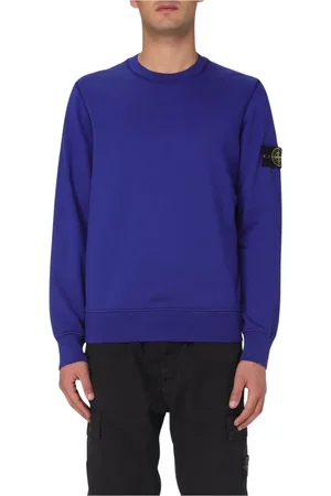 Stone Island Sweatshirts & Hoodies, Heren, Blauw, L, Katoen, Witte Crew Neck Sweatshirt
