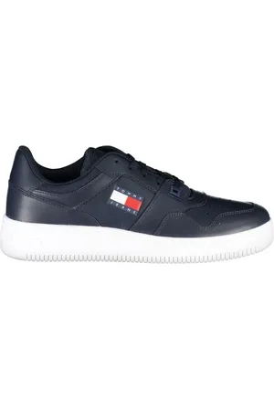 Tommy Hilfiger Schoenen, Heren, Blauw, 42 EU, Blauwe Sneakers met Contrasterende Logo-Detail
