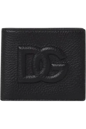 Dolce & Gabbana Accessoires, Heren, Zwart, ONE Size, Leer, Geëtst Leren Portemonnee