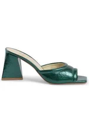 19V69 Italia Schoenen, Dames, Groen, 37 EU, Leer, Groene leren Mid Heel Sandaal