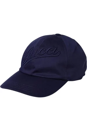 Gucci Accessoires, Heren, Blauw, L, Blauwe Geborduurde Logo Baseballpet
