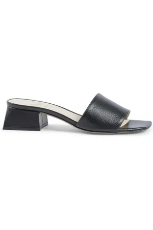 19V69 Italia Schoenen, Dames, Groen, 41 EU, Leer, Donkergroene leren blokhakmuilen
