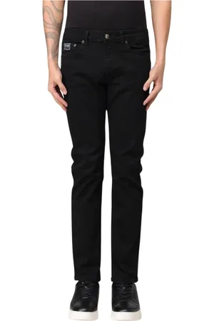 VERSACE Jeans, Heren, Zwart, W32, Katoen, Zwarte Slim Fit Stijlvolle Heren Jeans