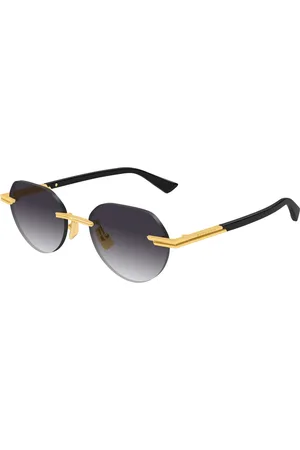 Bottega Veneta Accessoires, Heren, Geel, 51 MM, Goud/Grijs Zonnebril Bv 1379S