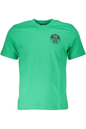North Sails Tops, Heren, Groen, 2Xl, Katoen, Groen Katoen Print Logo T-Shirt