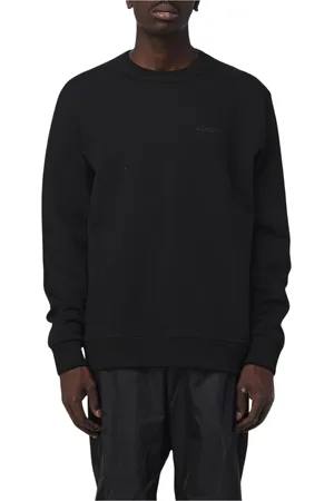 Burberry Sweatshirts & Hoodies, Heren, Zwart, M, Katoen, Zwarte Crewneck Sweatshirt met Equestrian Knight Design
