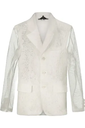 Comme des Garçons Jassen, Dames, Wit, S, Leer, Doorschijnende Panel Blazer
