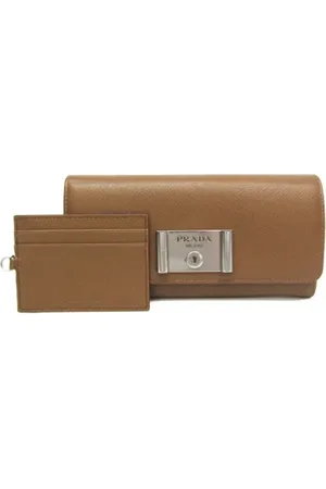 Prada Pre-owned, Dames, , ONE Size, Leer, Tweedehands leren portemonnees
