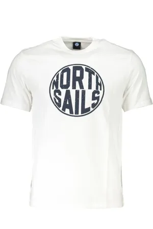 North Sails Tops, Heren, Wit, S, Katoen, Katoen Logo Print Korte Mouw Tee