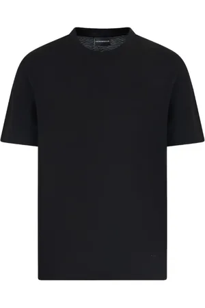 Emporio Armani Tops, Heren, Zwart, M, Katoen, Katoenen Jersey T-Shirt, Korte Mouw, Zwart