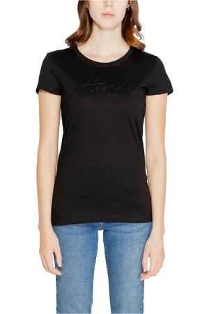 Armani Exchange Tops, Dames, Zwart, XL, Katoen, Herfst/Winter Dames T-shirts Collectie