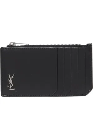 Saint Laurent Accessoires, Heren, Zwart, ONE Size, Zwarte leren kaarthouder