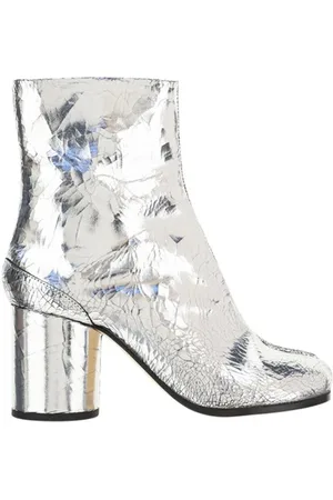 Maison Margiela Schoenen, Dames, Grijs, 36 EU, Leer, Tabi Leren Enkellaarzen