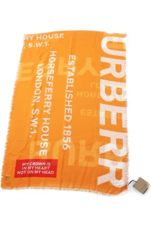 Burberry Pre-owned, Dames, Oranje, ONE Size, Pre-owned Wool scarves