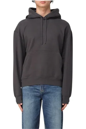 Saint Laurent Sweatshirts & Hoodies, Heren, Grijs, M, Katoen, Grijze Logo Hoodie Stijlvol Comfortabel Casual