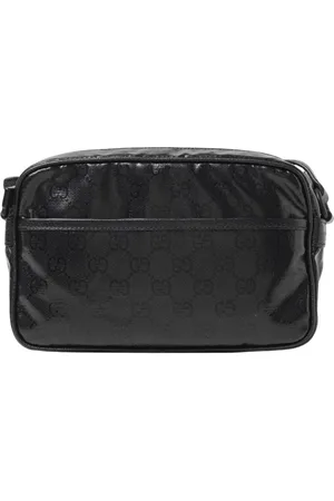 Gucci Tassen, Heren, Zwart, ONE Size, Zwarte Coated Canvas Crossbody Tas