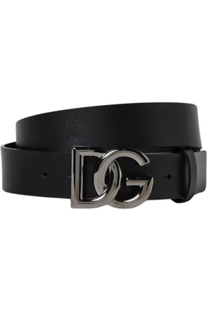 Dolce & Gabbana Accessoires, Heren, Zwart, 95 CM, Leer, Zwarte leren riem met DG-gesp