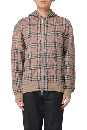 Burberry Sweatshirts & Hoodies, Heren, Bruin, L, Katoen, Bruine Zip-Up Hoodie Sweater