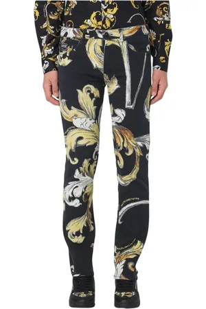 VERSACE Jeans, Heren, Veelkleurig, W32, Katoen, Barok Print Stijlvolle Jeans