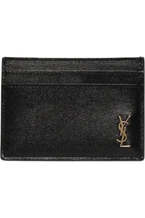 Saint Laurent Accessoires, Heren, Zwart, ONE Size, Leer, Klassieke Leren Portemonnee met Kaartsleuven