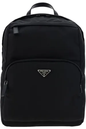 Prada Tassen, Heren, Zwart, ONE Size, Nylon, Nylon Rugzak met Leren Handvat